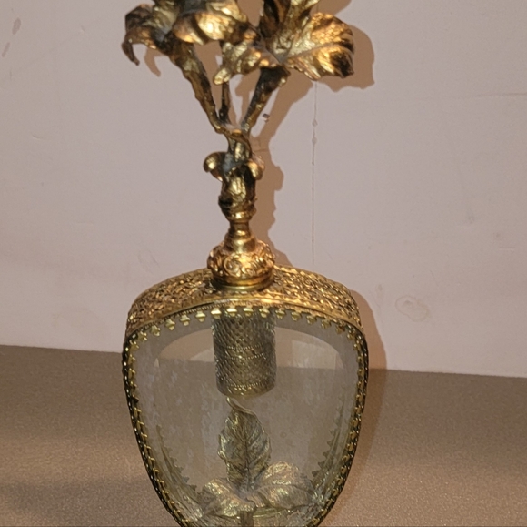 VINTAGE REAR GOLD FILIGREE 11" PERFUME BOTTLE - Picture 8 of 11